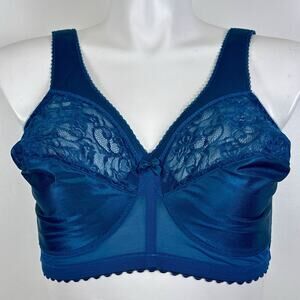 Glamorise 1000 Magiclift Unlined Full Coverage Bra Size 40DD Teal Blue Wire Free